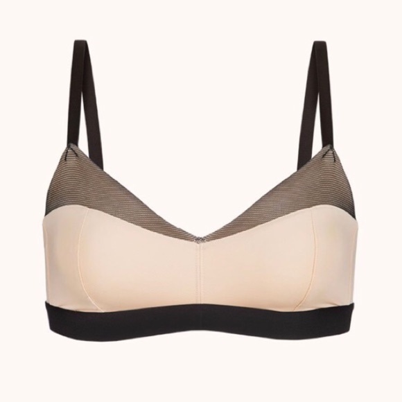 LIVELY Mesh-Trim Sweetheart Bralette Toasted Almond/Jet Black Small - Picture 2 of 8